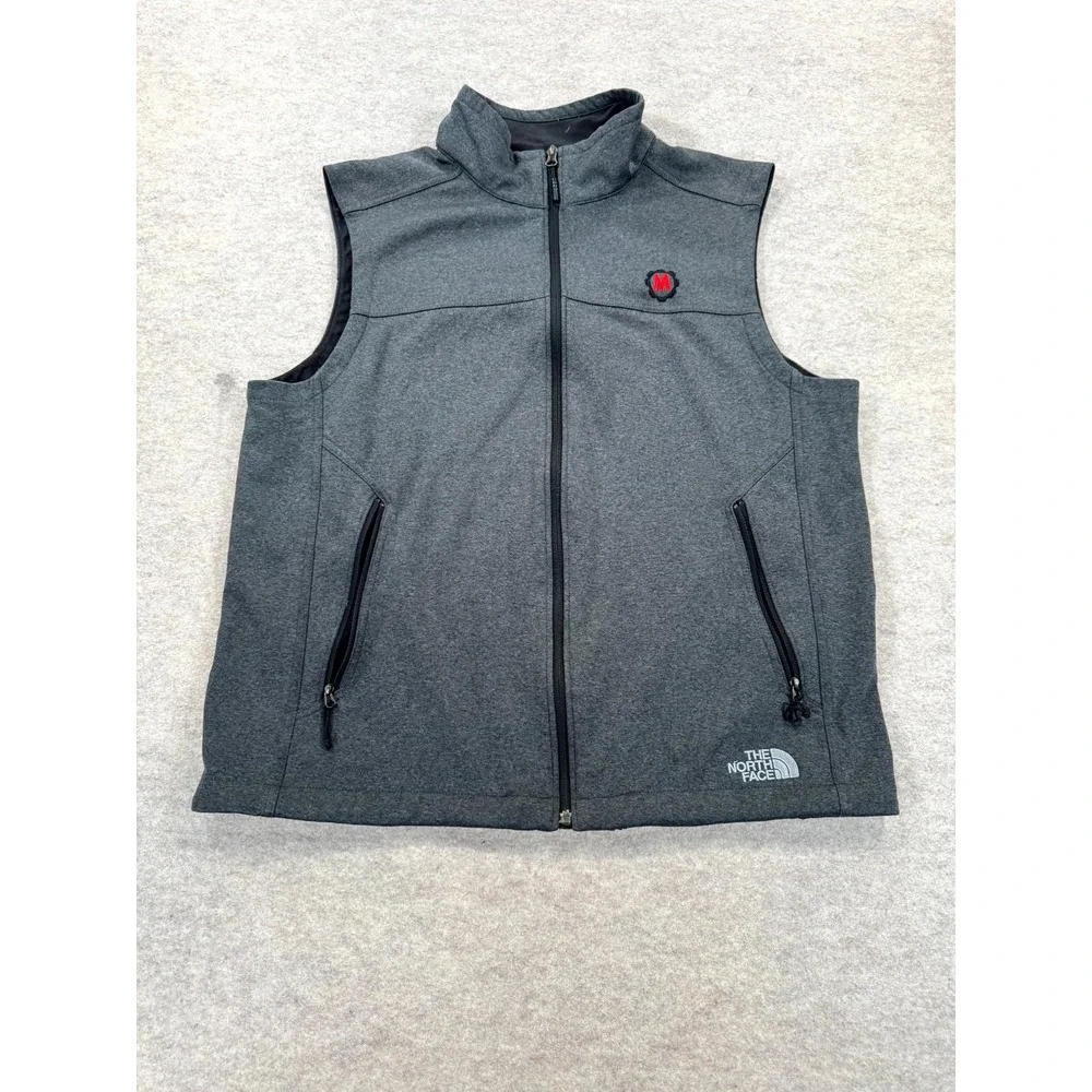 The North Face Ridgewall Soft Shell Vest Mens Large Gray Full Zip Embroidered
